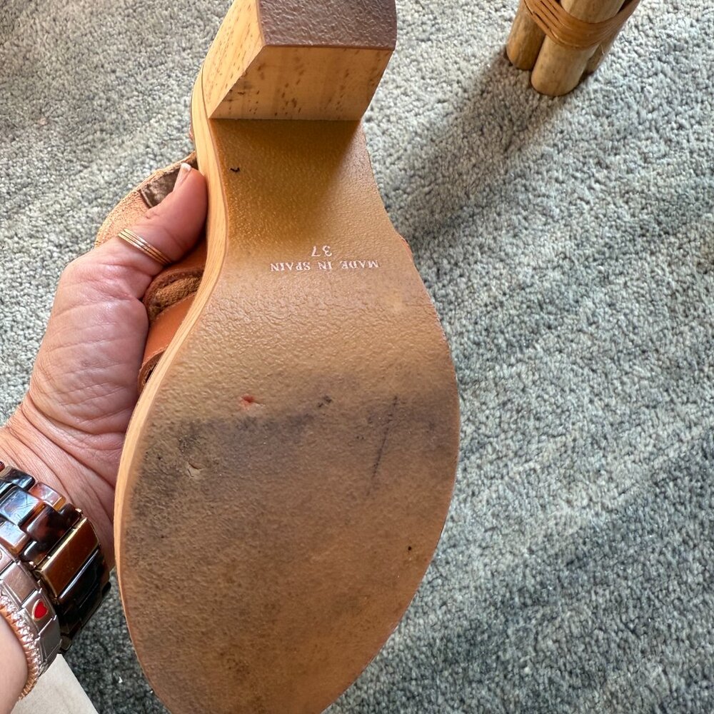 FREE PEOPLE Mix It Up Platform Clog Leather Wood US 7 - Picture 3 of 5